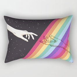 Hands Rainbow Space Stars Rectangular Pillow