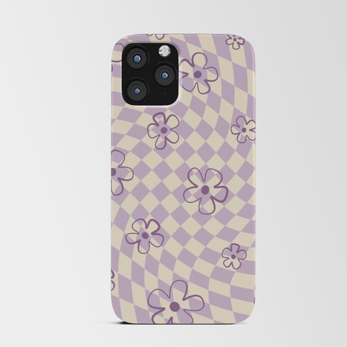 Purple Checker Flower Swirl Warp iPhone Card Case