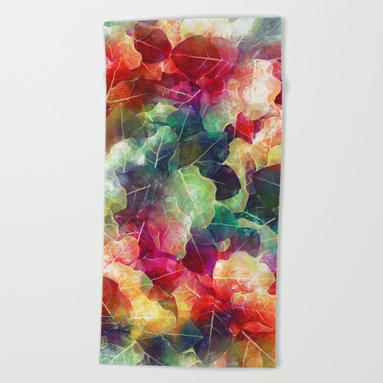 Multicolor Leaves Beach Towel