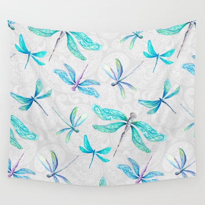 Dragonflies on Paisley Wall Tapestry