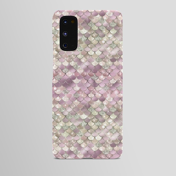 Pink Mermaid Pattern Metallic Glitter Android Case