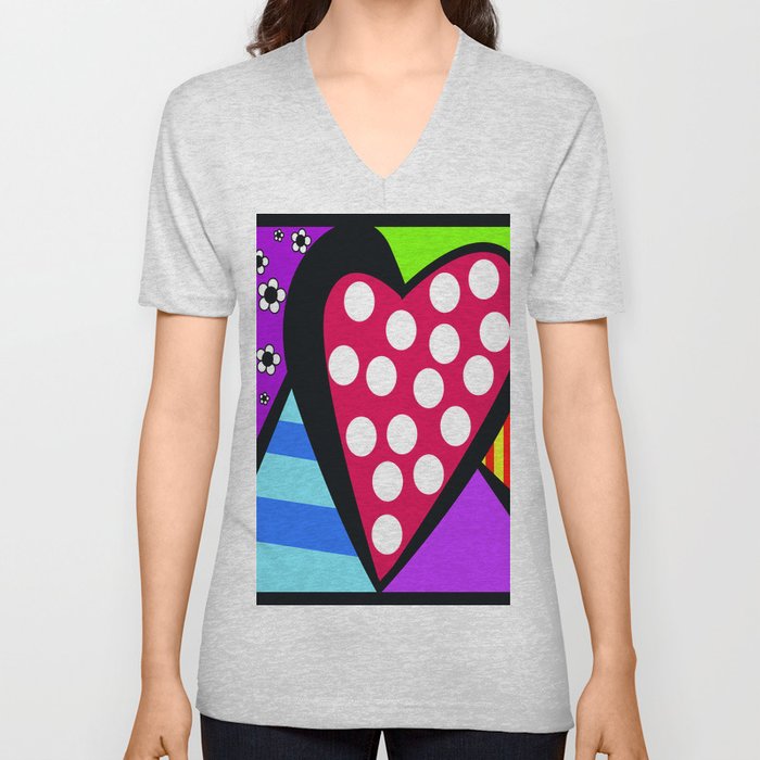 Dotted Heart 2 V Neck T Shirt
