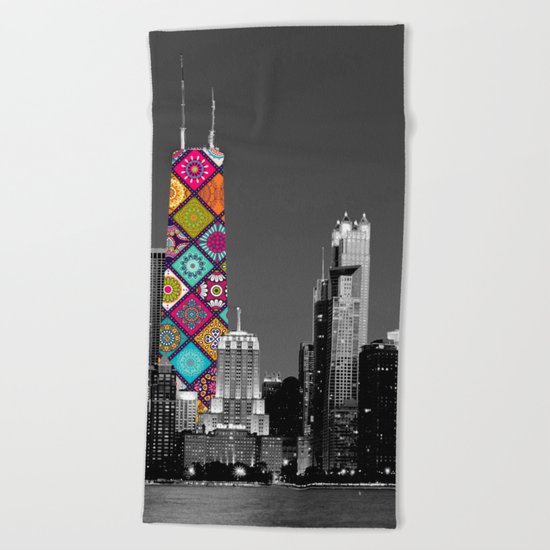 Funky Landmark - Chicago Beach Towel
