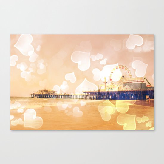Bokeh Hearts Santa Monica Pier Canvas Print