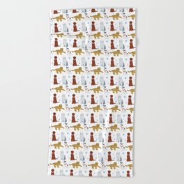 Dogs and paw-prints pattern Beach Towel