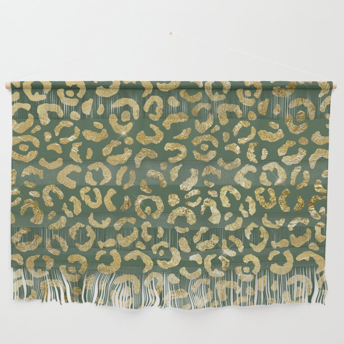 Green Glam Leopard Print 11 Wall Hanging