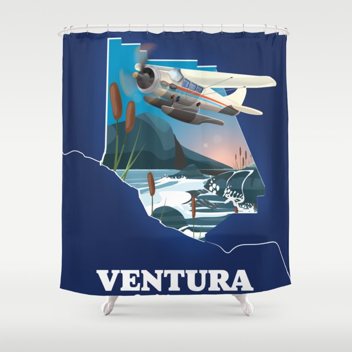 Ventura California travel map Shower Curtain