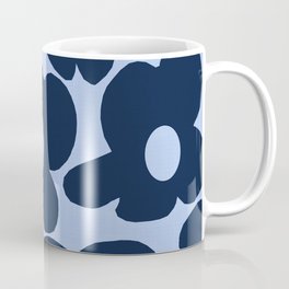 Large Dark Blue Retro Flowers Baby Blue Background #decor #society6 #buyart Coffee Mug