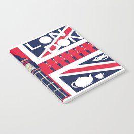 Vintage Union Jack UK Flag with London Decoration Notebook