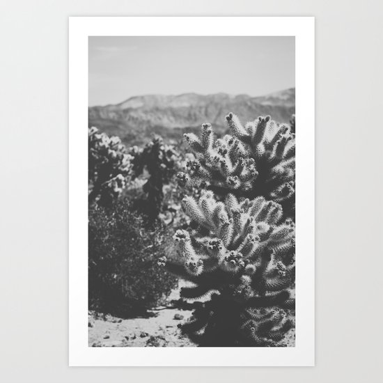 Chollo Cactus Garden (Black + White) Art Print