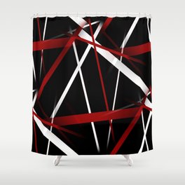 Seamless Red and White Stripes on A Black Background Shower Curtain