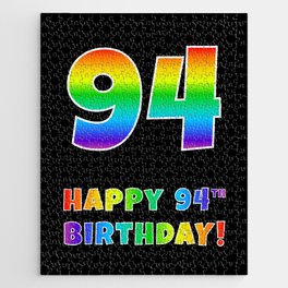 [ Thumbnail: HAPPY 94TH BIRTHDAY - Multicolored Rainbow Spectrum Gradient Jigsaw Puzzle ]