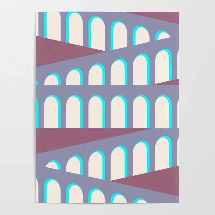 Bauhaus Arch Minimalist Lavender Mint Tan Beige Cream Poster