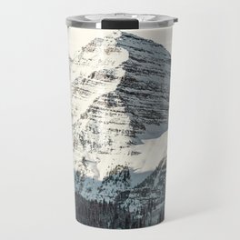 Maroon Bells Mountains in Black and White Travel Mug