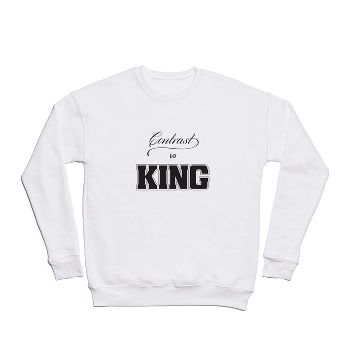 Contrast Is King on White Crewneck Sweatshirt