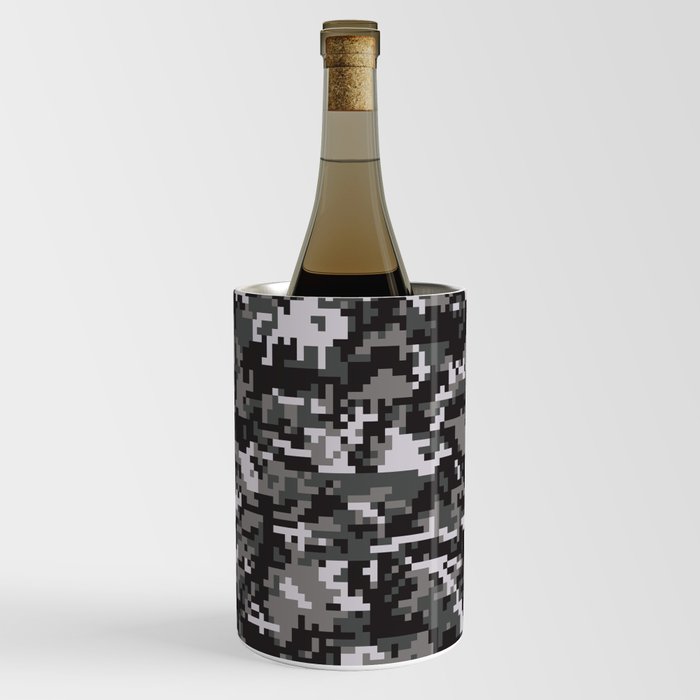 Black Digital Military Camouflage Wine Chiller