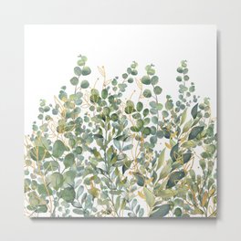 Gold And Green Botanical Eucalyptus Leaves Metal Print | Eucalyptus, Botanical, Australia, Green, Floral, Nature, Australian, Branch, Digital, Summer 
