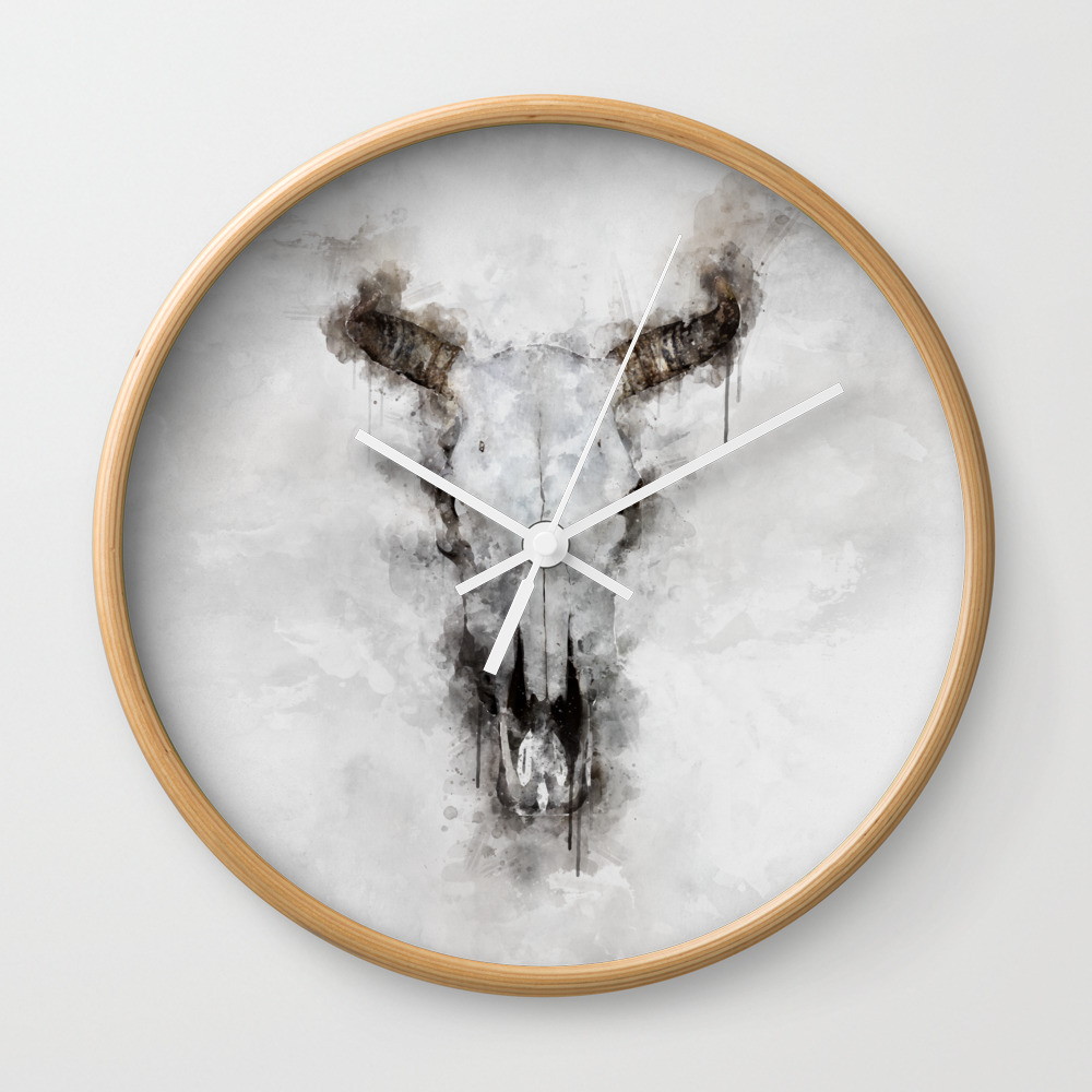 Animal Skull Wall Clock By Dramabite Society6