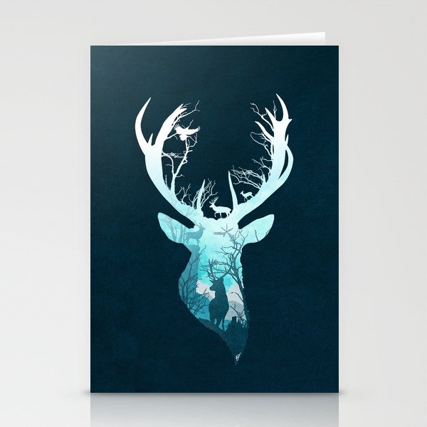 Deer Blue Winter Stationery Cards