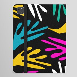 Ailanthus Cutouts 80s Colorful Abstract Pattern on Black iPad Folio Case