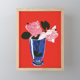 Roses in vase Framed Mini Art Print
