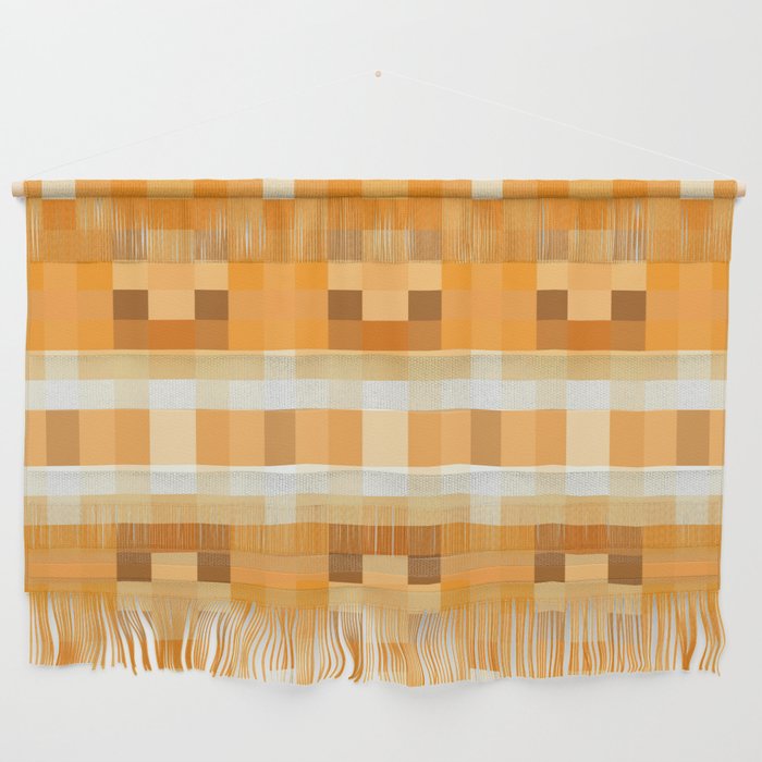 geometric symmetry art pixel square pattern abstract background in brown Wall Hanging