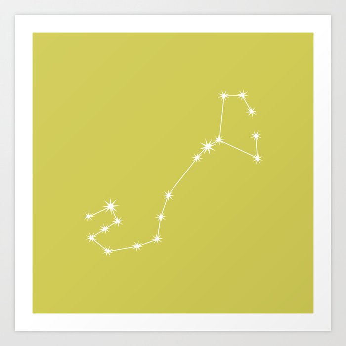 SCORPIO Lime Green – Zodiac Astrology Star Constellation Art Print