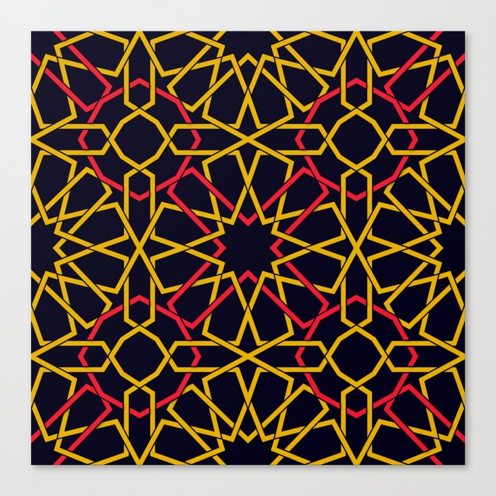 Red & Yellow Color Arab Square Pattern Canvas Print