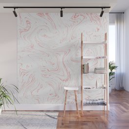Abstract Rose Gold White Liquid Marble Pattern Wall Mural