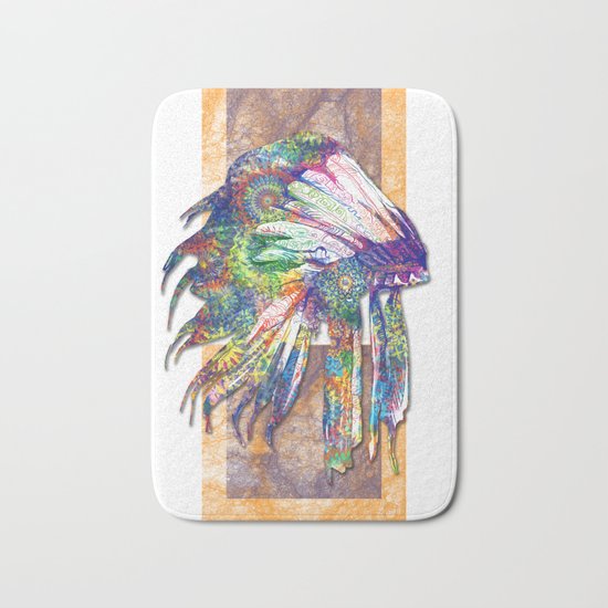 colorful mandala headdress Bath Mat