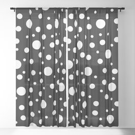 White on Black Polka Dot Pattern Sheer Curtain