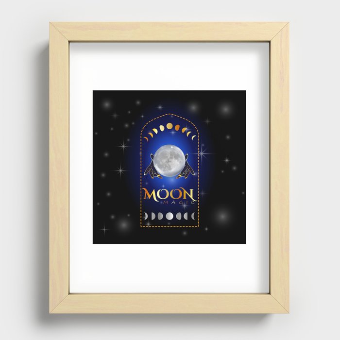 Witch Hands holding the full moon performing a white magic healing ritual	 Recessed Framed Print