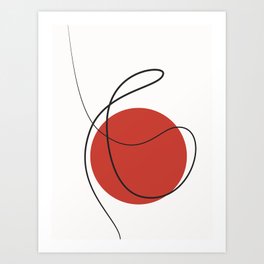 42012-8-1, Red Black & White, Minimal One Line, Simple line art, Modern home decor, Boho decor, Art Print