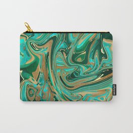 Green & Gold Liquid Marble Carry-All Pouch