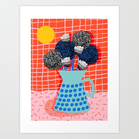 Feelin' Special - memphis retro still life abstract modern floral vase flowers Art Print