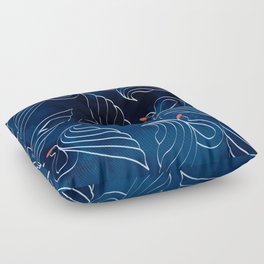 Swan on blue lake Floor Pillow