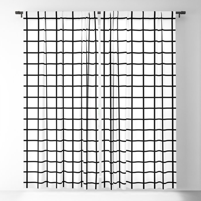fine black grid on white background - black and white pattern Blackout Curtain