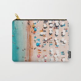 People On Beach, Aerial Beach Drone Photography, Summer Vibes Photography, Ocean Wall Art Print, Sea Art Print Carry-All Pouch