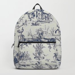 Blue Toile de Jouy Backpack | French, Retro, Toiledejouy, Drawing, Jouy, Love, Landscape, Castle, Vintage, Chic 