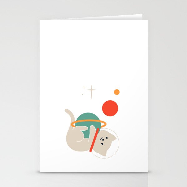 Hanging Cat in Space  Stationery Cards