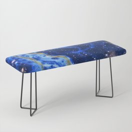 Neon marble space #4: blue, gold, stars Bench
