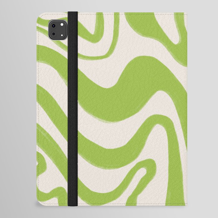 Macaw Green Liquid Swirl Lines iPad Folio Case
