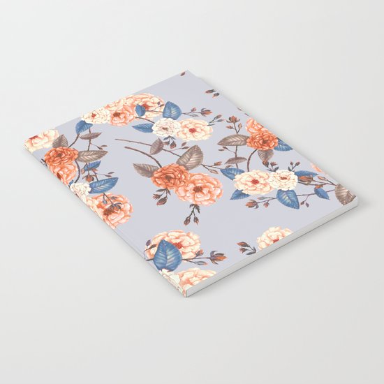 Roses, Auburn and Dove Grey Notebook