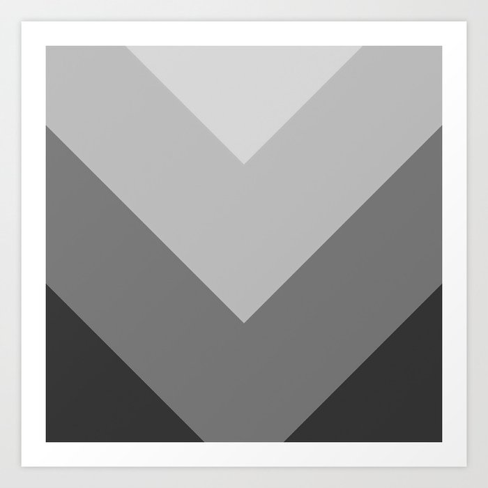 Gray Chevron Stripes Art Print