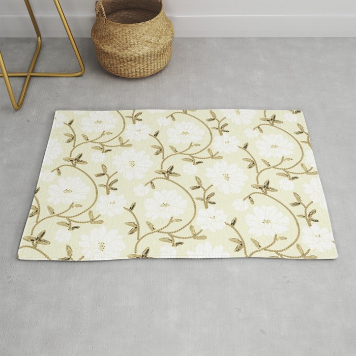 Flowers & Footwear White and Gold Rug