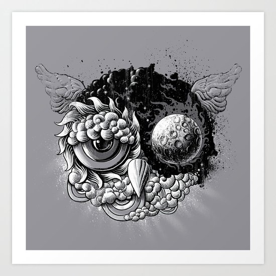 Owl Day & Owl Night Art Print