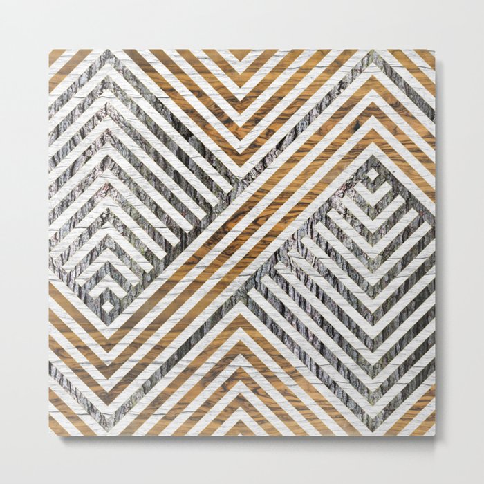 Geometric Wooden texture pattern Metal Print