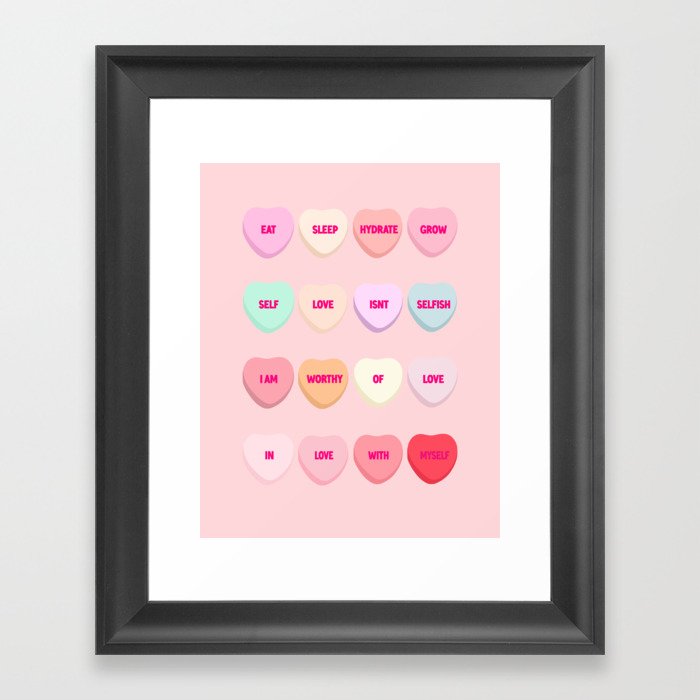 Valentine Affirmation Conversation Hearts Framed Art Print