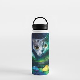 Giant Cat and mountain night Water Bottle