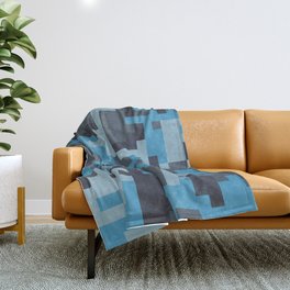 Blue and Grey Pixel Camo pattern Throw Blanket